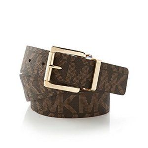 Michael Kors Gold Logo Brown/Tan Reversible Belt